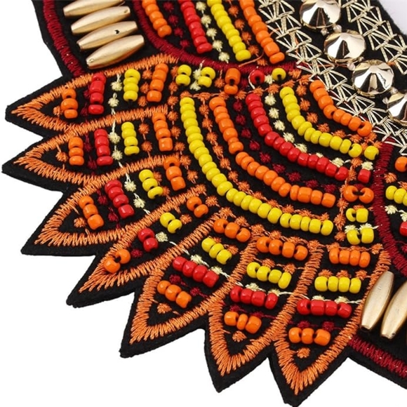 Exotic Orange/Red/Gold Boho Necklace - Picture 3 of 3